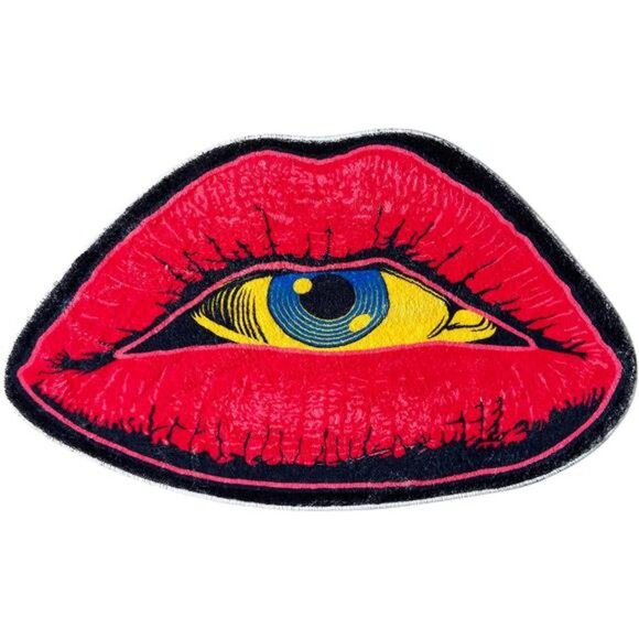 Red lip devil eye rug funny bathroom mat non slip absorbent washable plush carpe - Picture 1 of 7